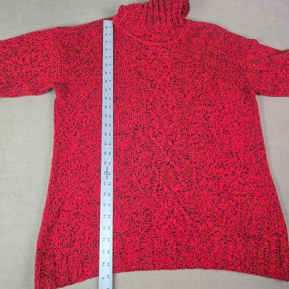 Jones New York Sport Red Black Speckled Cable Knit Turtleneck Sweater XL - Picture 3 of 7